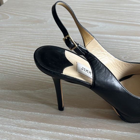 Jimmy Choo Nova Peep-Toe Leather Slingback Platform Pumps Black size 39 - Picture 8 of 14